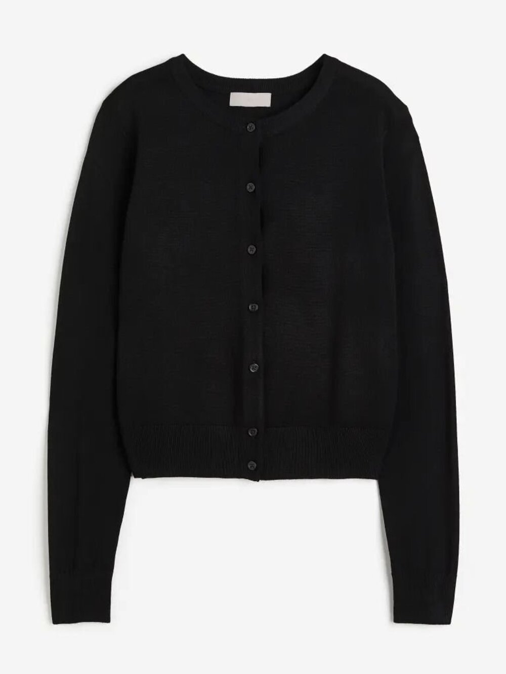 NEW H&M Black Crewneck Button-Front Women's Cardigan, Black - Picture 6 of 7